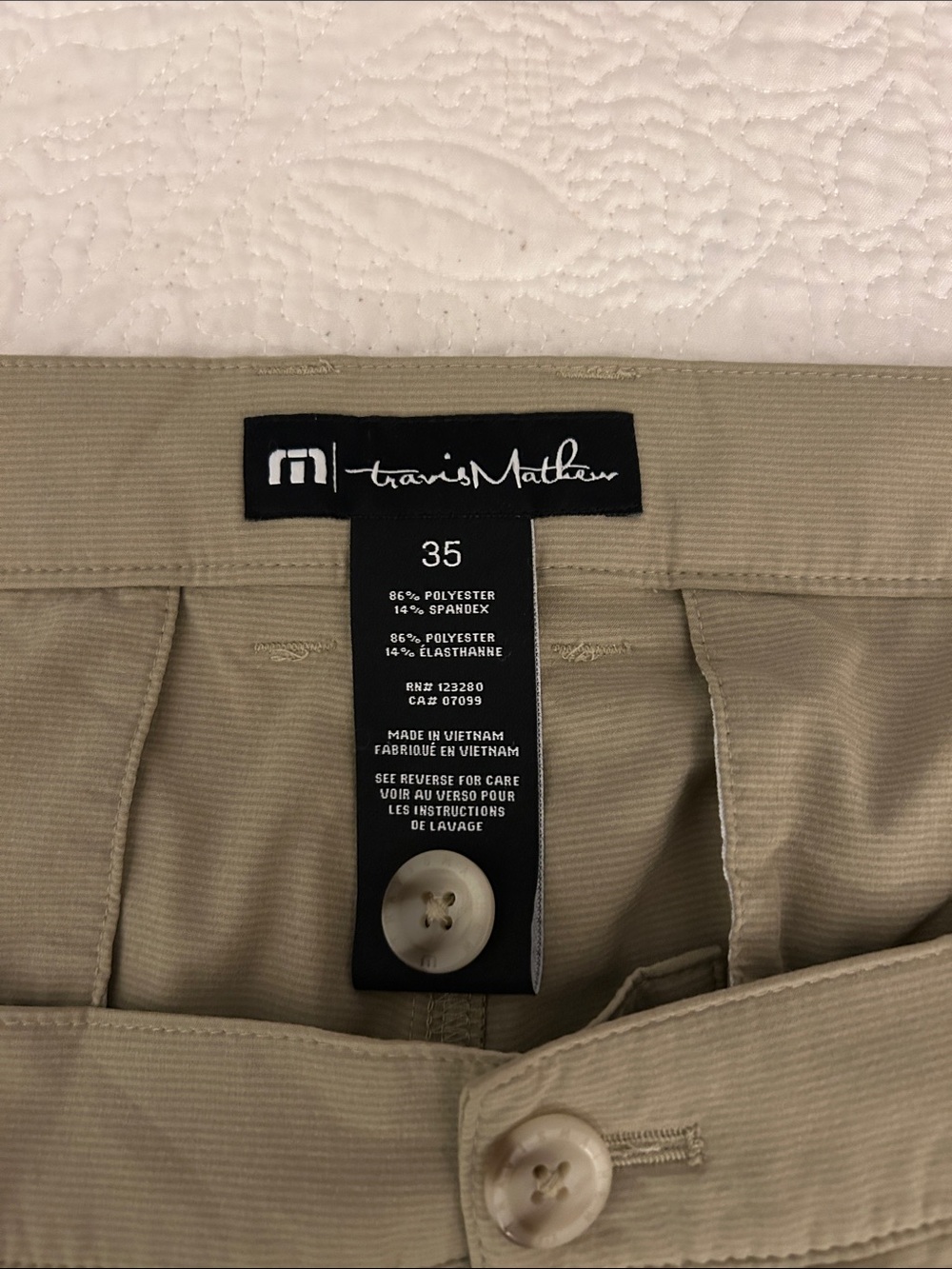 Travis Mathew Men's Olive Tan Flat Front Golf Shorts - Picture 4 of 5